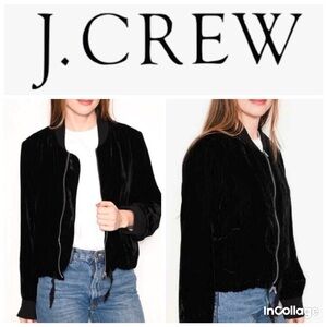 J. Crew Black Velvet Bomber Jacket